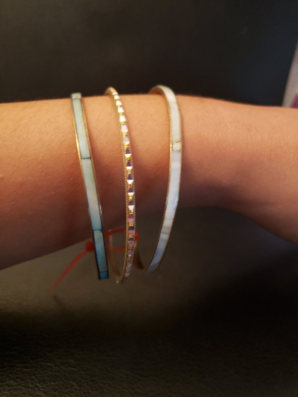 Mother in Pearl Inlay Stack Gold Bangles